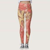William Morris Poppies Floral Art Nouveau Pattern Leggings (Voorkant)
