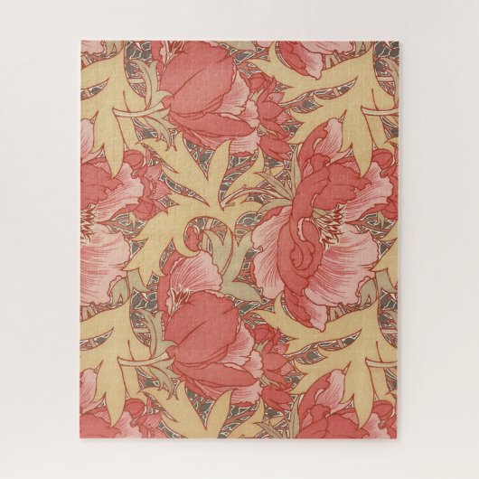 William Morris Poppies Floral Art Nouveau Pattern Legpuzzel (Verticaal)
