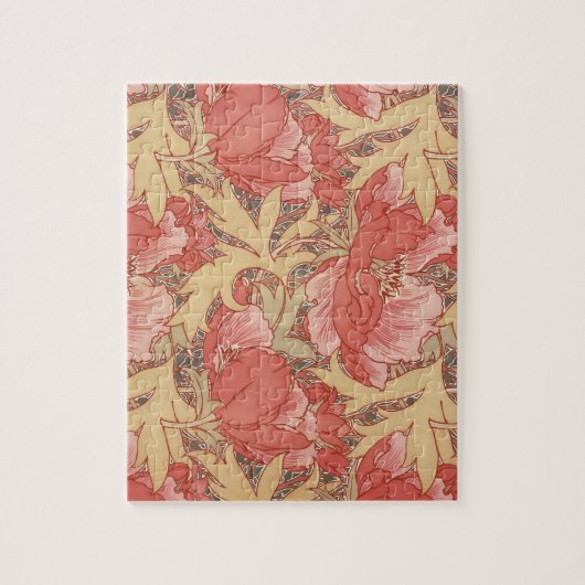 William Morris Poppies Floral Art Nouveau Pattern Legpuzzel (Verticaal)