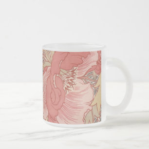 William Morris Poppies Floral Art Nouveau Pattern Matglas Koffiemok