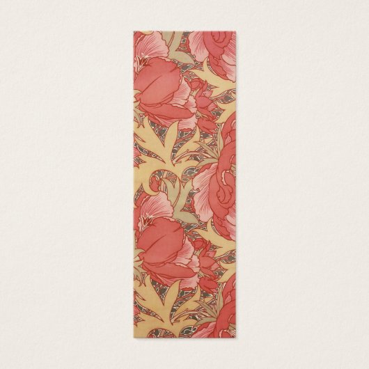 William Morris Poppies Floral Art Nouveau Pattern Mini Visitekaartjes (Voorkant)