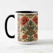 William Morris Poppies Floral Art Nouveau Pattern Mok (Links)