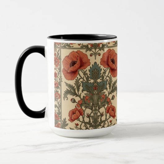 William Morris Poppies Floral Art Nouveau Pattern  Mok (Links)