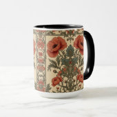 William Morris Poppies Floral Art Nouveau Pattern Mok (Voorkant rechts)
