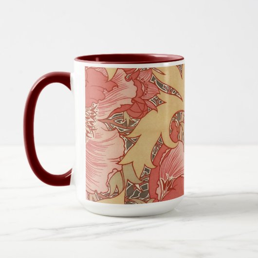 William Morris Poppies Floral Art Nouveau Pattern Mok (Links)