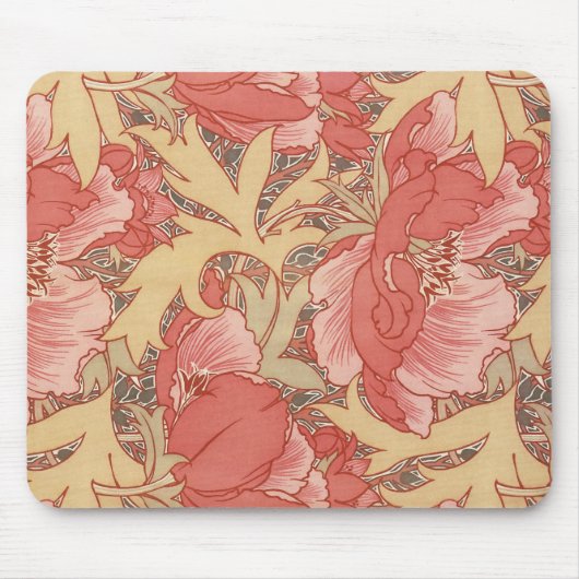 William Morris Poppies Floral Art Nouveau Pattern Muismat (Voorkant)