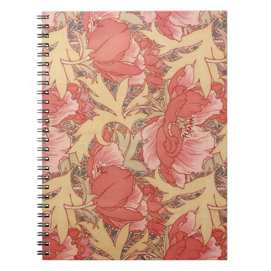 William Morris Poppies Floral Art Nouveau Pattern Notitieboek (Voorkant)
