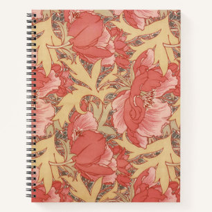William Morris Poppies Floral Art Nouveau Pattern Notitieboek