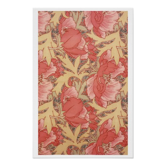 William Morris Poppies Floral Art Nouveau Pattern Perfect Poster (Voorkant)
