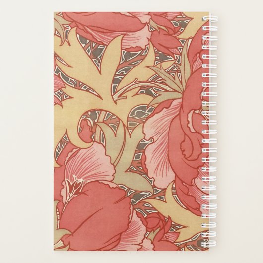William Morris Poppies Floral Art Nouveau Pattern Planner (Achterkant)