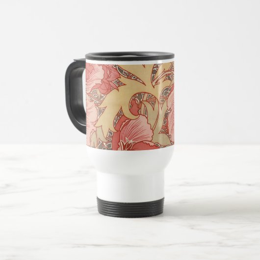 William Morris Poppies Floral Art Nouveau Pattern Reisbeker (Voorkant links)