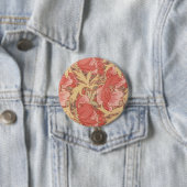William Morris Poppies Floral Art Nouveau Pattern Ronde Button 7,6 Cm (In situ)