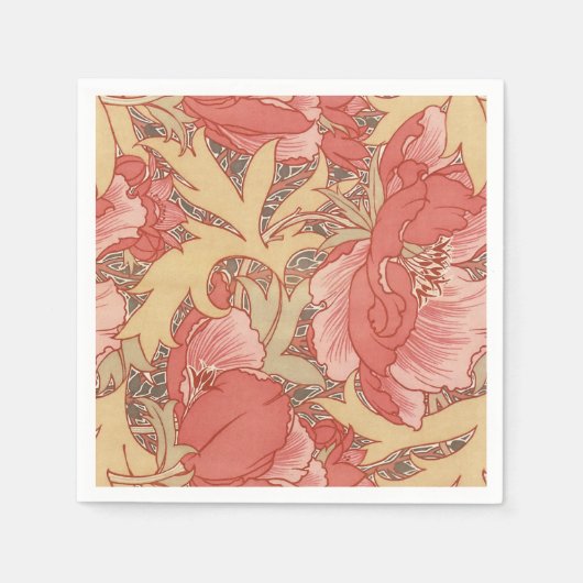 William Morris Poppies Floral Art Nouveau Pattern Servet (Voorkant)
