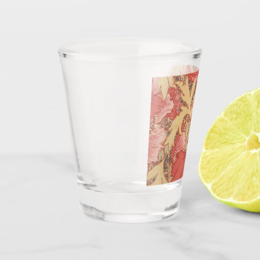 William Morris Poppies Floral Art Nouveau Pattern Shot Glas (Links)