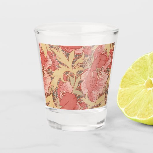 William Morris Poppies Floral Art Nouveau Pattern Shot Glas (Voorkant)