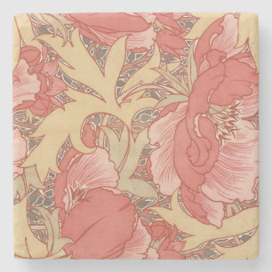 William Morris Poppies Floral Art Nouveau Pattern Stenen Onderzetter
