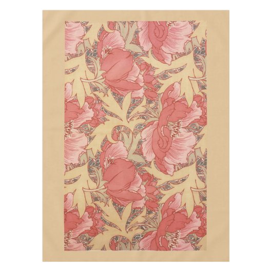 William Morris Poppies Floral Art Nouveau Pattern Tafelkleed (Voorkant)
