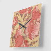 William Morris Poppies Floral Art Nouveau Pattern Vierkante Klok (Hoek)