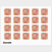 William Morris Poppies Floral Art Nouveau Pattern Vierkante Sticker (Vel)