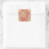 William Morris Poppies Floral Art Nouveau Pattern Vierkante Sticker (Tas)