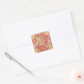 William Morris Poppies Floral Art Nouveau Pattern Vierkante Sticker (Envelop)