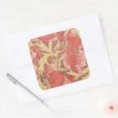 William Morris Poppies Floral Art Nouveau Pattern Vierkante Sticker (Envelop)