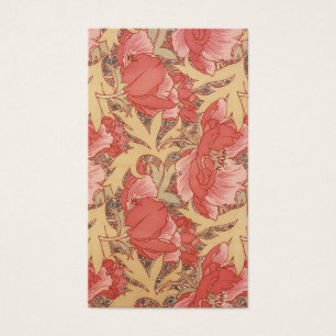 William Morris Poppies Floral Art Nouveau Pattern Visitekaartje