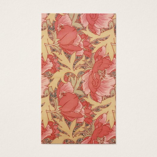 William Morris Poppies Floral Art Nouveau Pattern Visitekaartje (Voorkant)