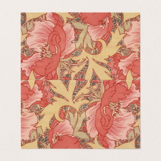 William Morris Poppies Floral Art Nouveau Pattern Visitekaartje (Buitenkant ongevouwen)