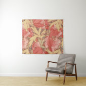 William Morris Poppies Floral Art Nouveau Pattern Wandkleed (In Situ (horizontaal))