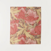 William Morris Poppies Floral Art Nouveau Pattern Wandkleed (Voorkant)