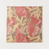 William Morris Poppies Floral Art Nouveau Pattern Wandkleed (Voorkant (horizontaal))