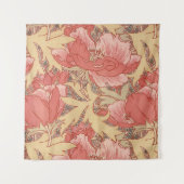 William Morris Poppies Floral Art Nouveau Pattern Wandkleed (Voorkant)
