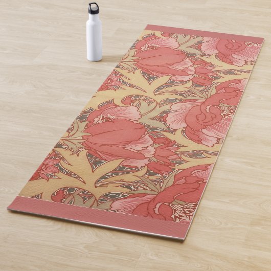 William Morris Poppies Floral Art Nouveau Pattern Yogamat (In situ)