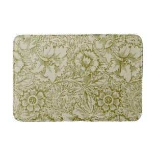 William Morris Poppy Classic Floral Green Badmat
