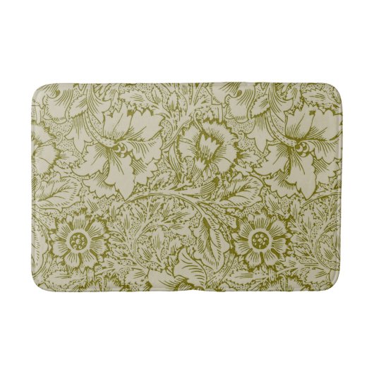 William Morris Poppy Classic Floral Green Badmat (Voorkant)