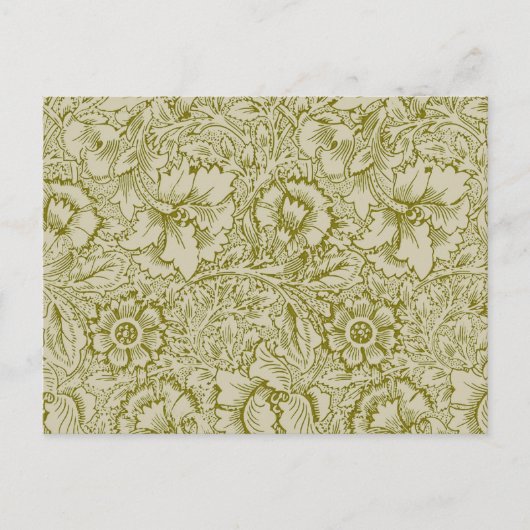 William Morris Poppy Classic Floral Green Briefkaart (Voorkant)