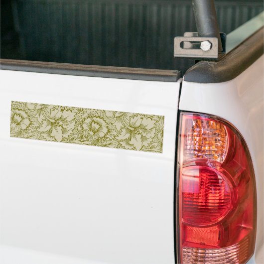 William Morris Poppy Classic Floral Green Bumpersticker (Op Truck)