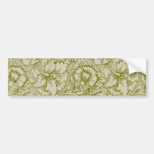 William Morris Poppy Classic Floral Green Bumpersticker