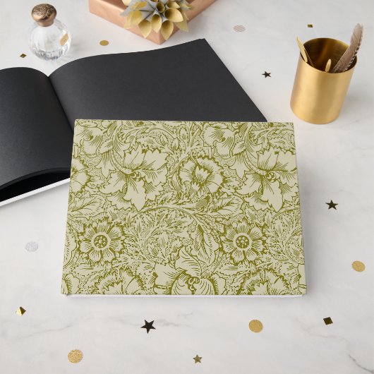 William Morris Poppy Classic Floral Green Gastenboek (Voorkant open)