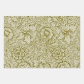 William Morris Poppy Classic Floral Green Inpakpapier Vel (Voorkant)