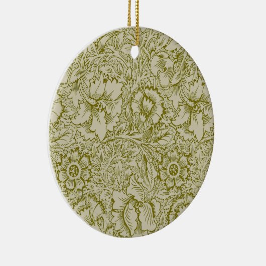 William Morris Poppy Classic Floral Green Keramisch Ornament (Rechts)