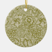 William Morris Poppy Classic Floral Green Keramisch Ornament (Voorkant)