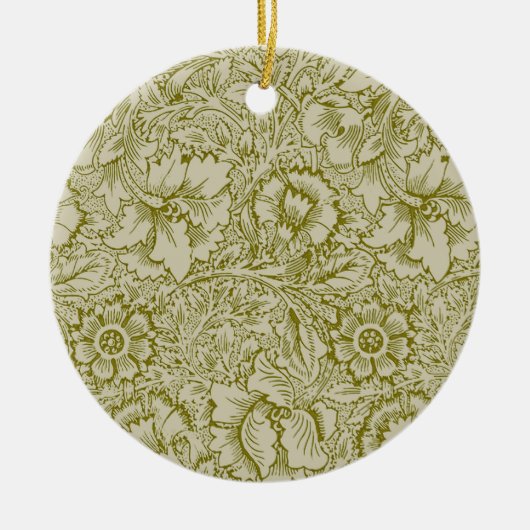 William Morris Poppy Classic Floral Green Keramisch Ornament (Voorkant)