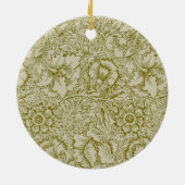 William Morris Poppy Classic Floral Green Keramisch Ornament (Achterkant)