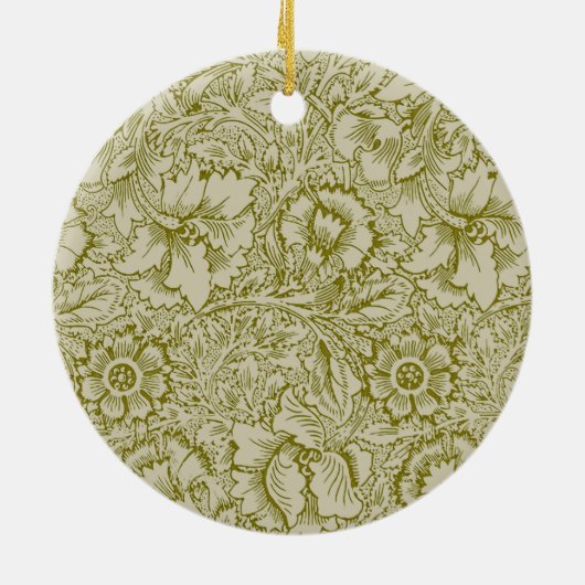 William Morris Poppy Classic Floral Green Keramisch Ornament (Achterkant)