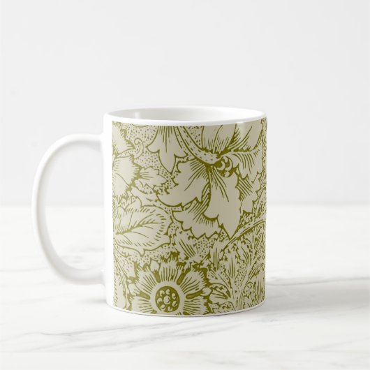 William Morris Poppy Classic Floral Green Koffiemok (Links)