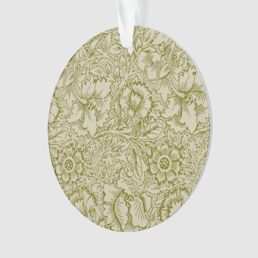 William Morris Poppy Classic Floral Green Ornament (voorkant)