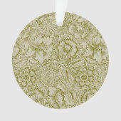 William Morris Poppy Classic Floral Green Ornament (voorkant)