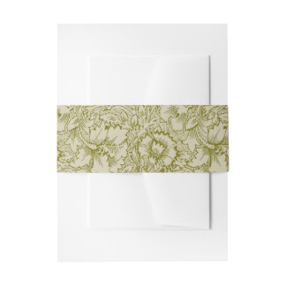 William Morris Poppy Classic Floral Green Uitnodigingen Wikkel